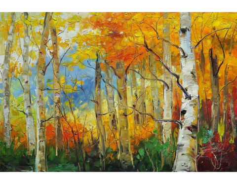 Birch Tree Knife Art Painting - WhatYouNeedSales