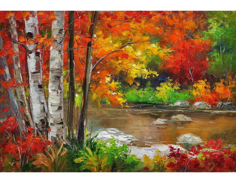 Birch Water Tree Knife Art Painting - WhatYouNeedSales