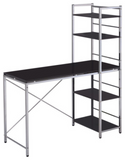 Computer Desk with Five-Tier Storage Shelves in Silver Metal - Ember Workspace - WhatYouNeedSales