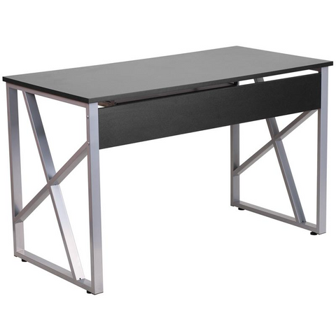 Black Computer Desk with Pull-Out Keyboard Tray - Ember Workspace - WhatYouNeedSales