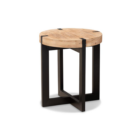 Black Finished Metal End Table - Industrial Charm