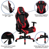 Black Gaming Desk and Red/Black Reclining Gaming Chair Set with Cup Holder, Headphone Hook, and Monitor/Smartphone Stand - WhatYouNeedSales