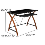 Computer Desk with Black Glass, Pull-Out Keyboard Tray -Ember Workspace - WhatYouNeedSales