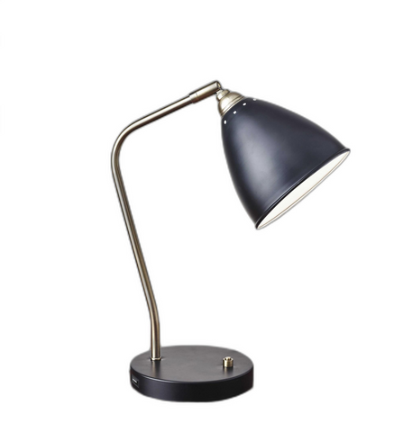 Black Metal And Antique Brass Adjustable Usb Port Desk Lamp - WhatYouNeedSales