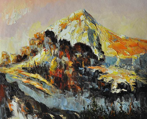 Black Mountain Knife Landscape Art Painting - WhatYouNeedSales