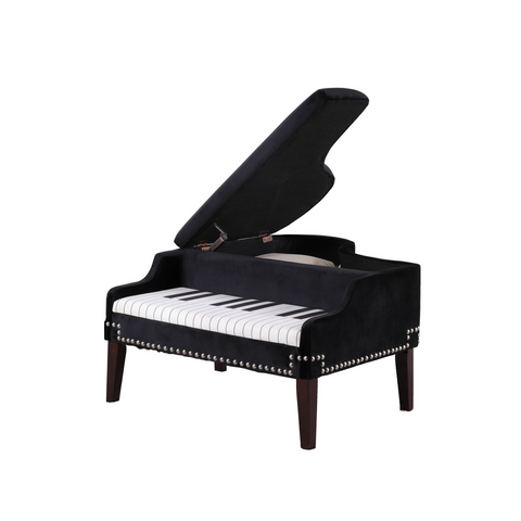 "Black Velour Baby Grand Piano Storage Bench" - WhatYouNeedSales