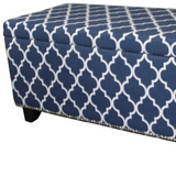 "Blue and White Quatrefoil Storage Bench" - WhatYouNeedSales