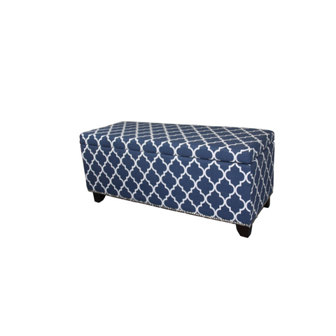 "Blue and White Quatrefoil Storage Bench" - WhatYouNeedSales