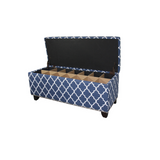 "Blue and White Quatrefoil Storage Bench" - WhatYouNeedSales