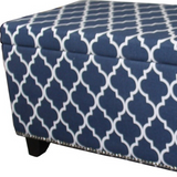 "Blue and White Quatrefoil Storage Bench" - WhatYouNeedSales