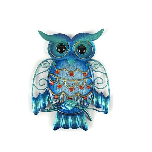 Blue Owl Metal Wall Art - WhatYouNeedSales