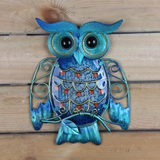 Blue Owl Metal Wall Art - WhatYouNeedSales