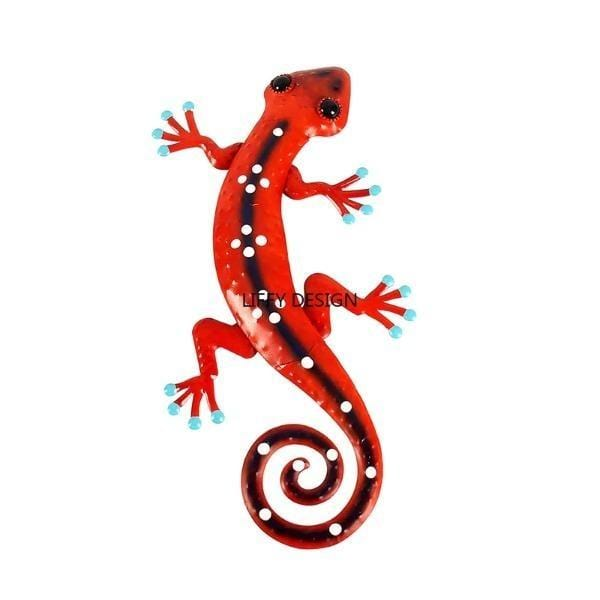 Blue & Red Gecko Metal Wall Art - WhatYouNeedSales