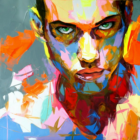 Blue Young Man Faces Knife Art Painting - WhatYouNeedSales