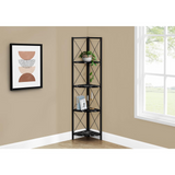 BOOKCASE - 60"H / BLACK MARBLE / BLACK METAL CORNER - WhatYouNeedSales