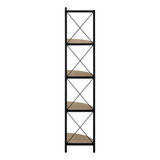 BOOKCASE - 60"H / DARK TAUPE / BLACK METAL CORNER ETAGERE - WhatYouNeedSales