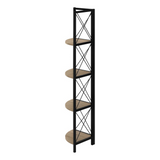 BOOKCASE - 60"H / DARK TAUPE / BLACK METAL CORNER ETAGERE - WhatYouNeedSales