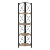 BOOKCASE - 60"H / DARK TAUPE / BLACK METAL CORNER ETAGERE - WhatYouNeedSales