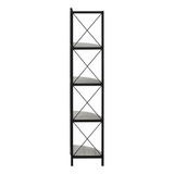 BOOKCASE - 60"H / GREY / BLACK METAL CORNER ETAGERE - WhatYouNeedSales