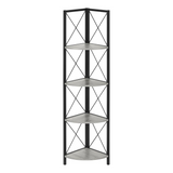 BOOKCASE - 60"H / GREY / BLACK METAL CORNER ETAGERE - WhatYouNeedSales