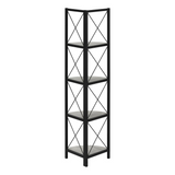 BOOKCASE - 60"H / GREY / BLACK METAL CORNER ETAGERE - WhatYouNeedSales