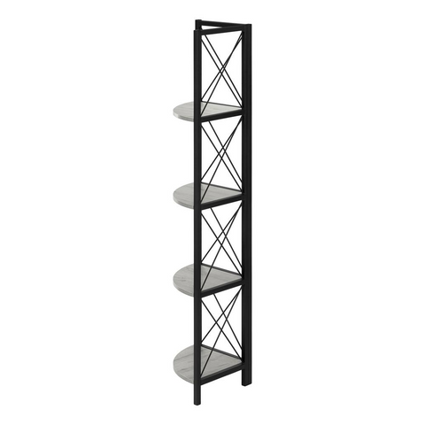 BOOKCASE - 60"H / GREY / BLACK METAL CORNER ETAGERE - WhatYouNeedSales