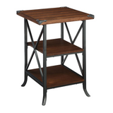 Brookline End Table - Elegant Metal Frame with Grooved Top