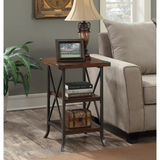 Brookline End Table - Elegant Metal Frame with Grooved Top