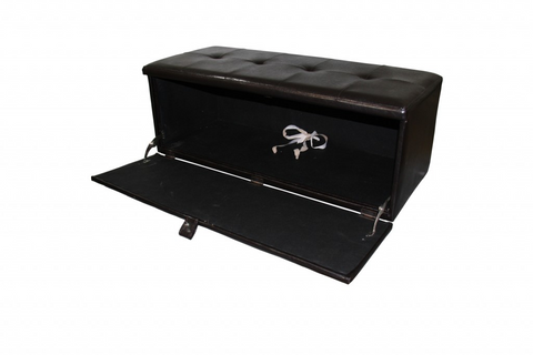 "Brown Faux Leather Storage Bench" - WhatYouNeedSales