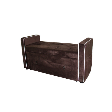 "Brown Suede Shoe Storage Bench with Drawer" - WhatYouNeedSales