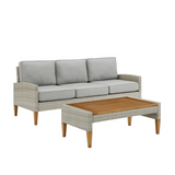 Capella Outdoor Wicker 2Pc Sofa Set Gray/Acorn - Sofa & Coffee Table - WhatYouNeedSales