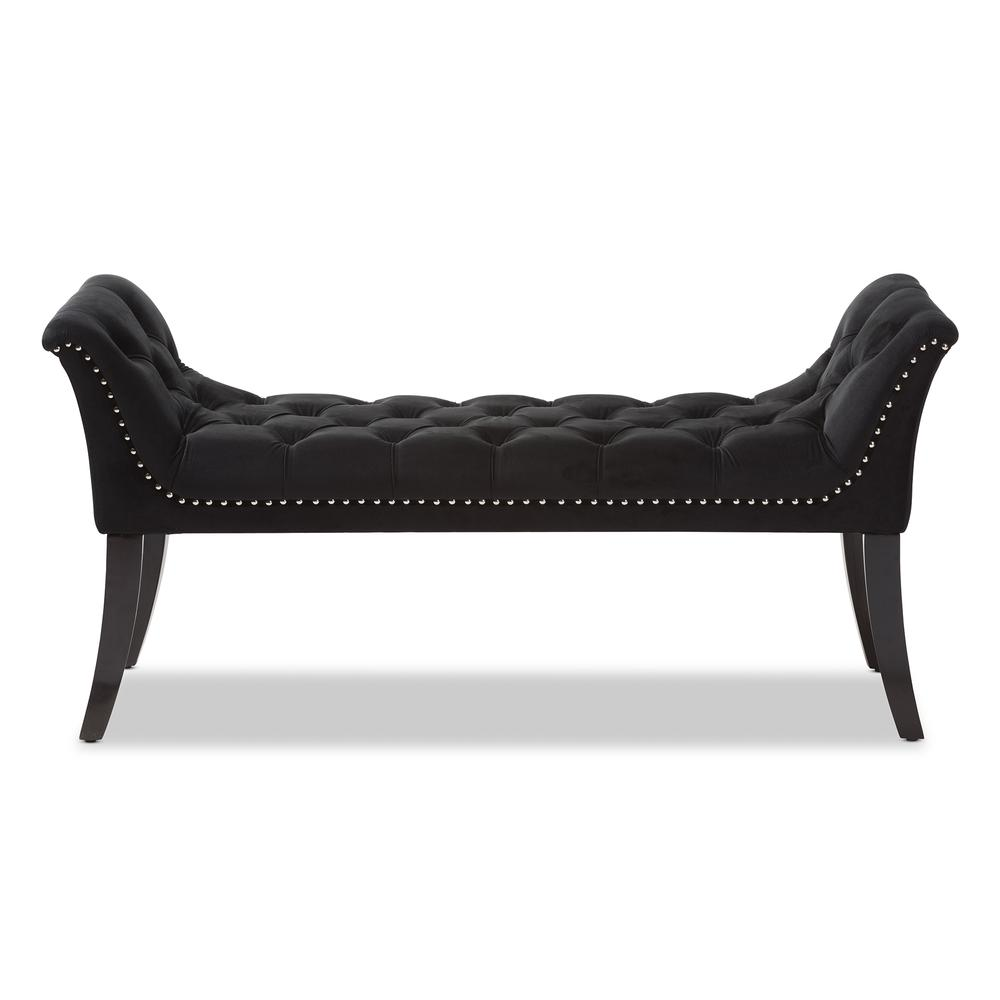 Chandelle Luxe and Contemporary Black Velvet Upholstered Bench - WhatYouNeedSales