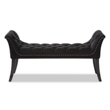 Chandelle Luxe and Contemporary Black Velvet Upholstered Bench - WhatYouNeedSales