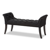 Chandelle Luxe and Contemporary Black Velvet Upholstered Bench - WhatYouNeedSales