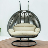 Charcoal Wicker Hanging 2 Person Egg Swing Chair