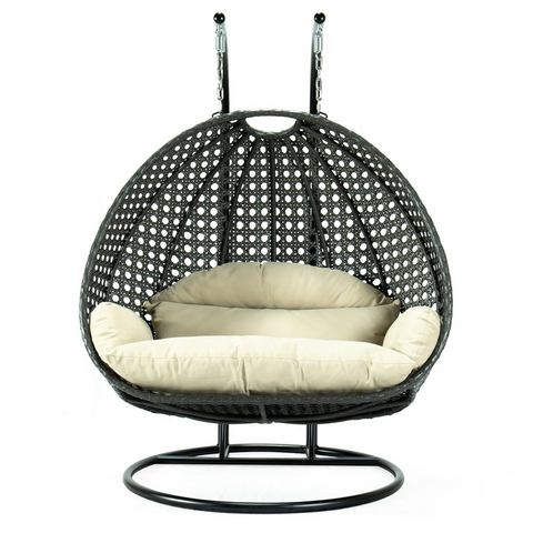 Charcoal Wicker Hanging 2 Person Egg Swing Chair