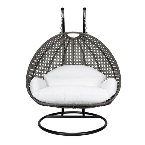 Charcoal Wicker Hanging 2 Person Egg Swing Chair | Outdoor