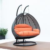 Charcoal Wicker Hanging 2 Person Egg Swing Chair - Outdoor