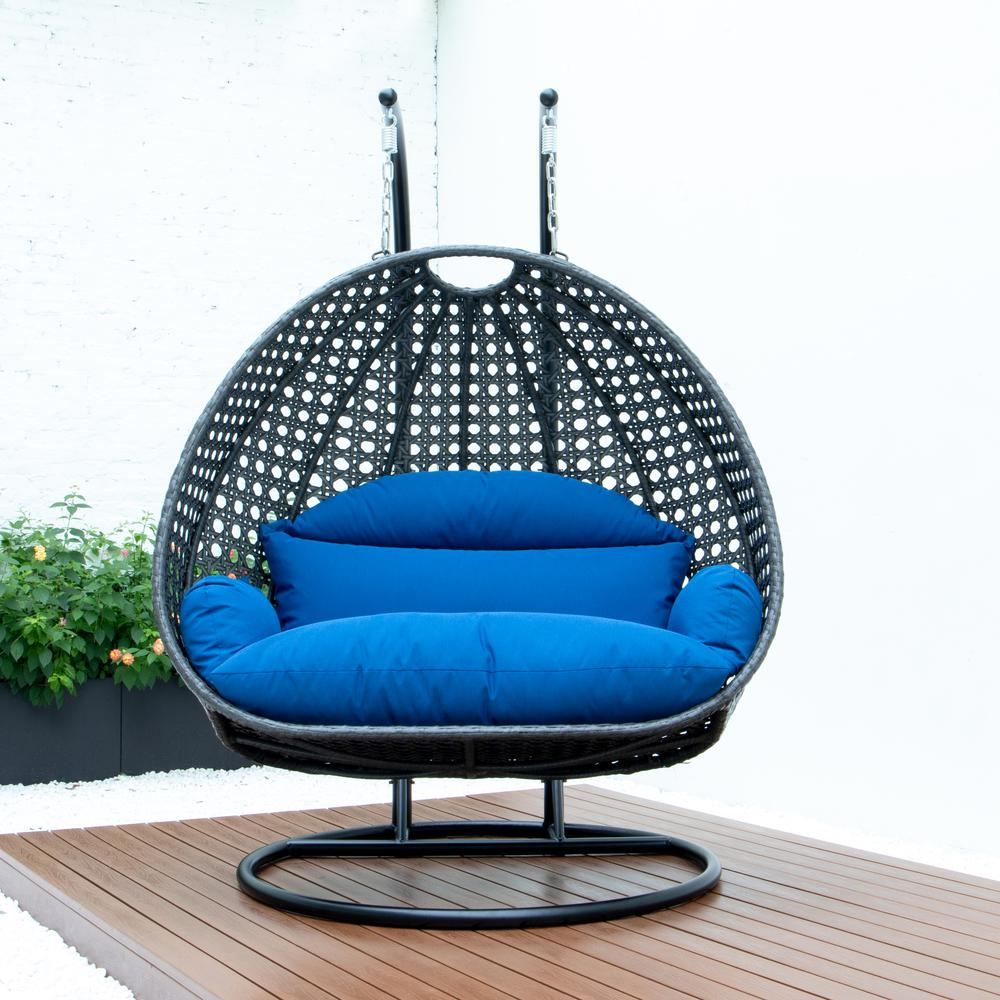 Charcoal Wicker Hanging 2 person Egg Swing Chair - Outdoor