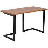 Black Metal Frame Computer Desk in Cherry Finish - Ember Workspac - WhatYouNeedSales