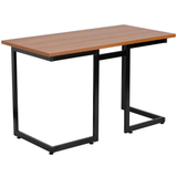 Black Metal Frame Computer Desk in Cherry Finish - Ember Workspac - WhatYouNeedSales