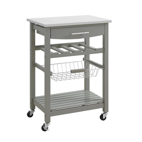 Clarke Gray Kitchen Cart - WhatYouNeedSales