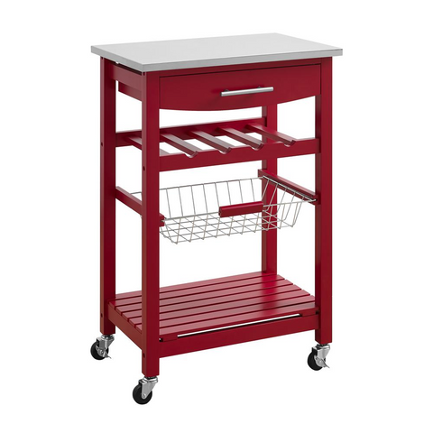 Clarke Red Kitchen Cart - WhatYouNeedSales