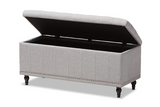 Classic Grayish Beige Fabric Upholstered Button-Tufting Storage Ottoman Bench - WhatYouNeedSales