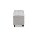 Classic Grayish Beige Fabric Upholstered Button-Tufting Storage Ottoman Bench - WhatYouNeedSales