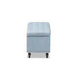 Classic Light Blue Fabric Upholstered Button-Tufting Storage Ottoman Bench - WhatYouNeedSales