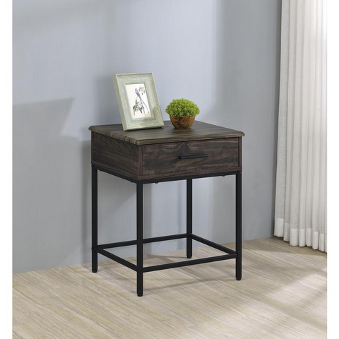 Cliff MDF Brown End Table - Modern Design 1 Drawer