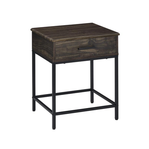 Cliff MDF Brown End Table - Modern Design 1 Drawer