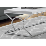 COFFEE TABLE  - GLOSSY WHITE WITH CHROME METAL - WhatYouNeedSales