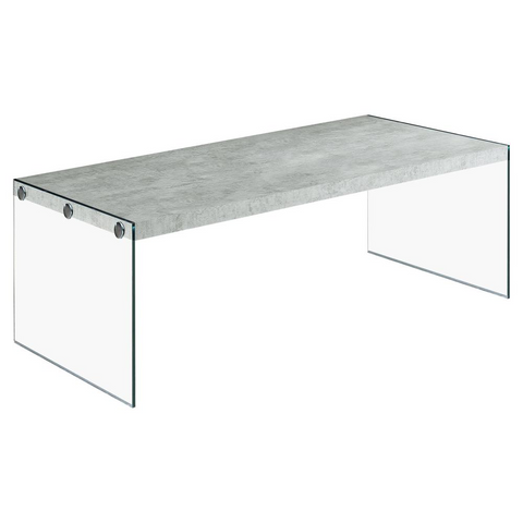 COFFEE TABLE - GREY CEMENT WITH TEMPERED GLASS - WhatYouNeedSales